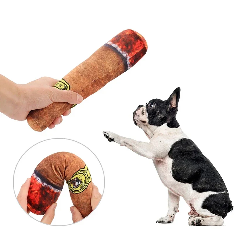 1pcs Pet Squeaky Toy Dog Joke Prank Toys Novelty Fake Cigarettes Cigar Vocalize Gift Funny Toy Dog Plush Toy Pet Training