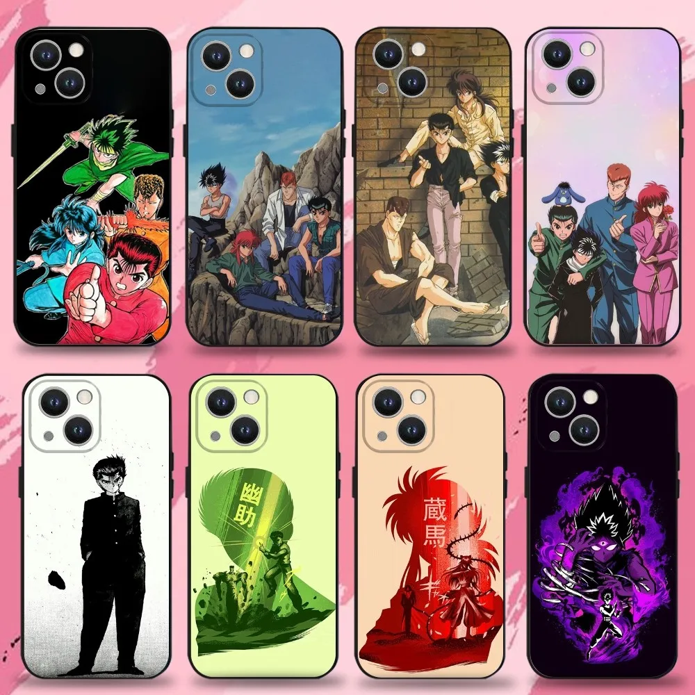 

Anime Yu Yu Hakusho Phone Case For iPhone 16,15,14,13,12,11 Plus,Pro Max,XS,X,XR,SE,Mini,8,7,Soft Silicone Black Cover