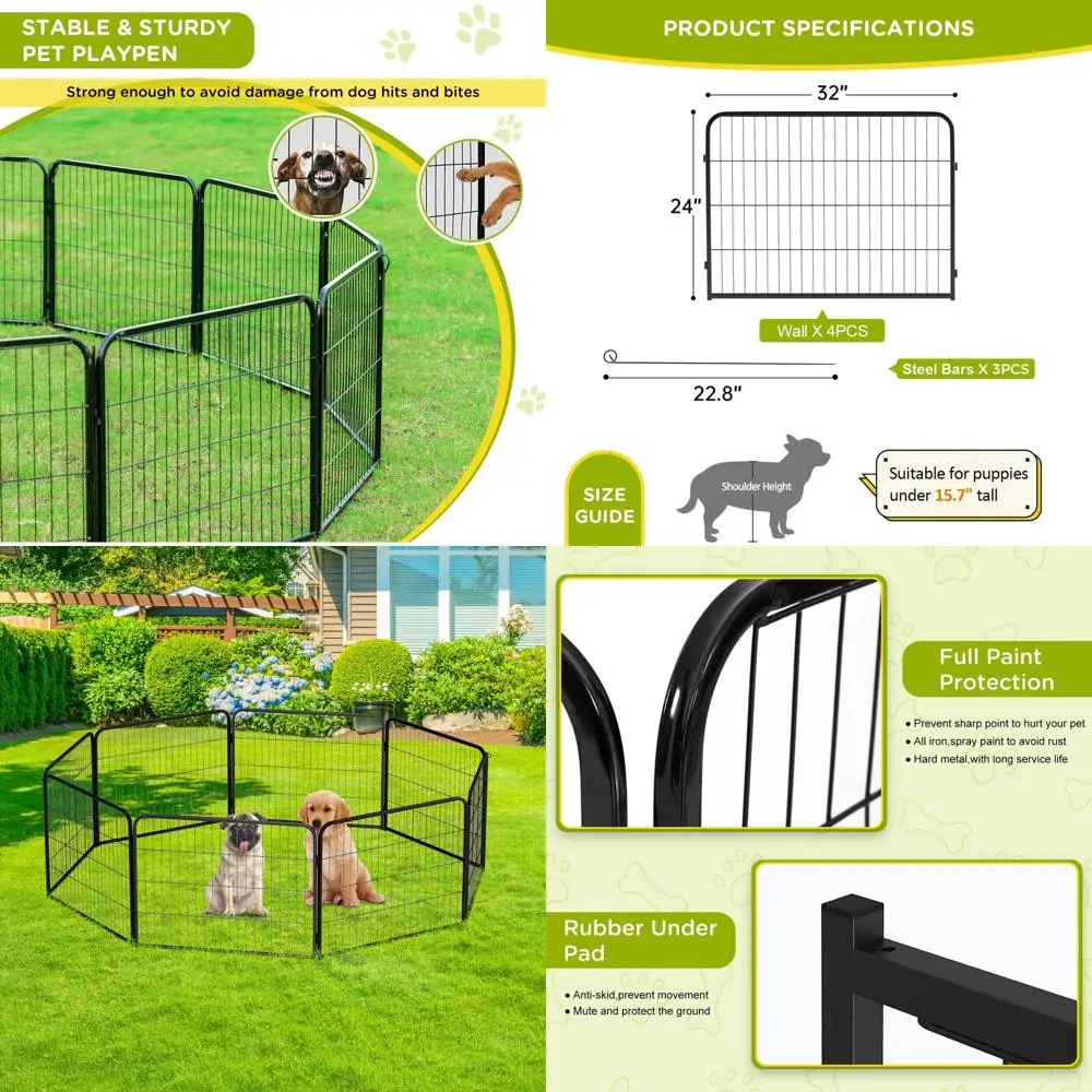 

Expandable Metal Dog Exercise Pen, 24 4-Panel, Heavy Duty, Rust-Resistant, Indoor/Outdoor Use