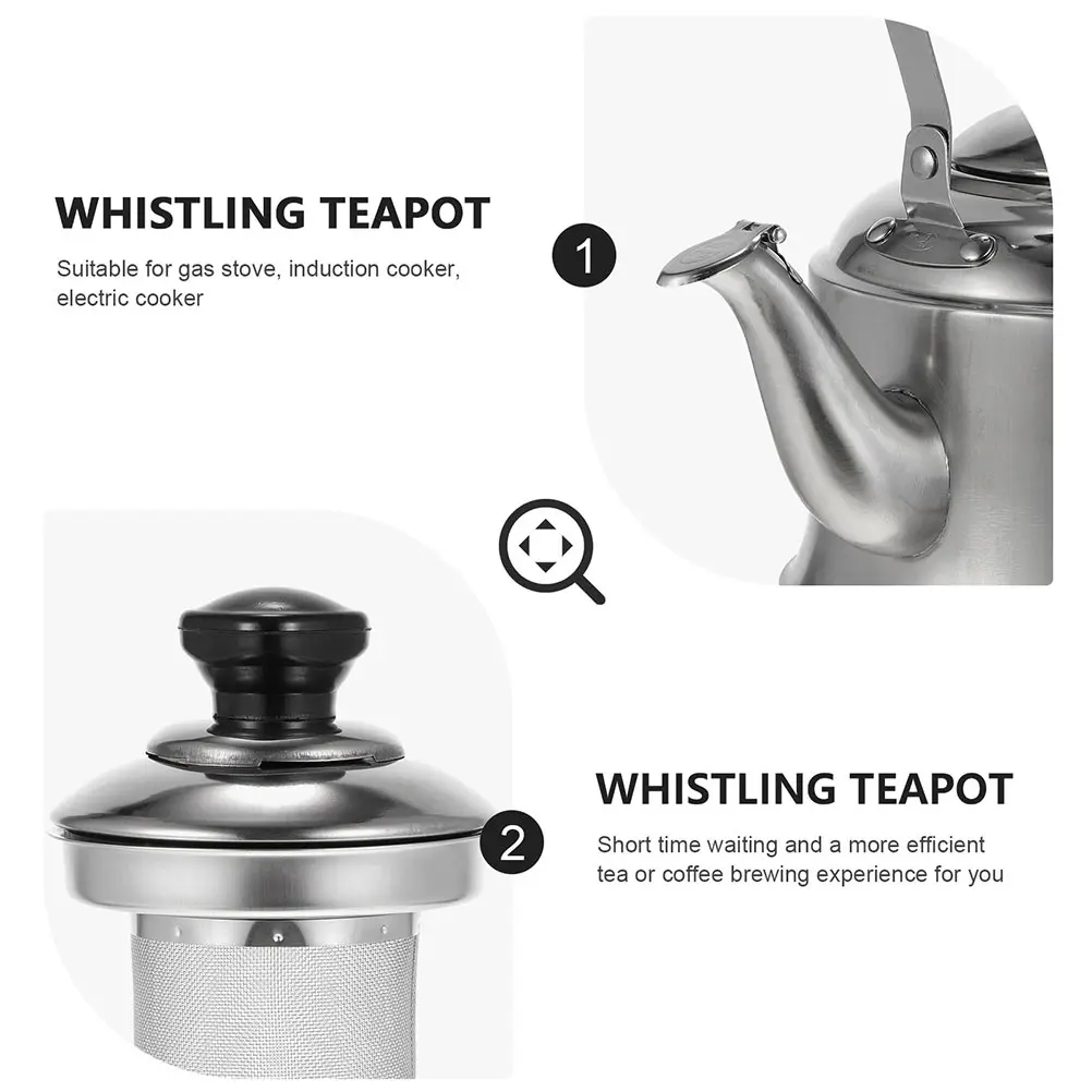 

Stainless Steel Whistling Kettle Water Boiling Sounding Kitchen Home Tea Pot Heat Resistant Practical Household Heating