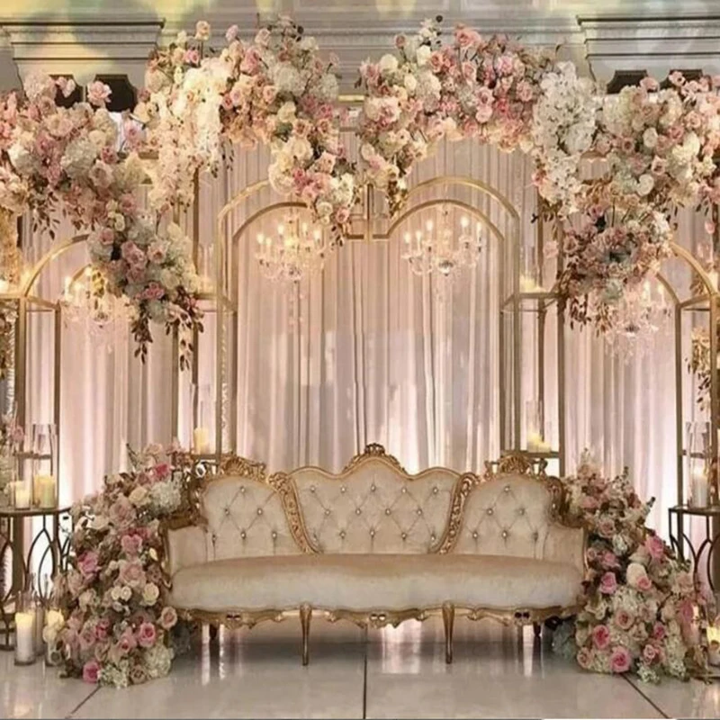 

Luxury Shiny Wedding Arch Welcome Door Frame Big Backdrop Stage Screen Background Birthday Party Balloon Pergola Fashion 3Pcs