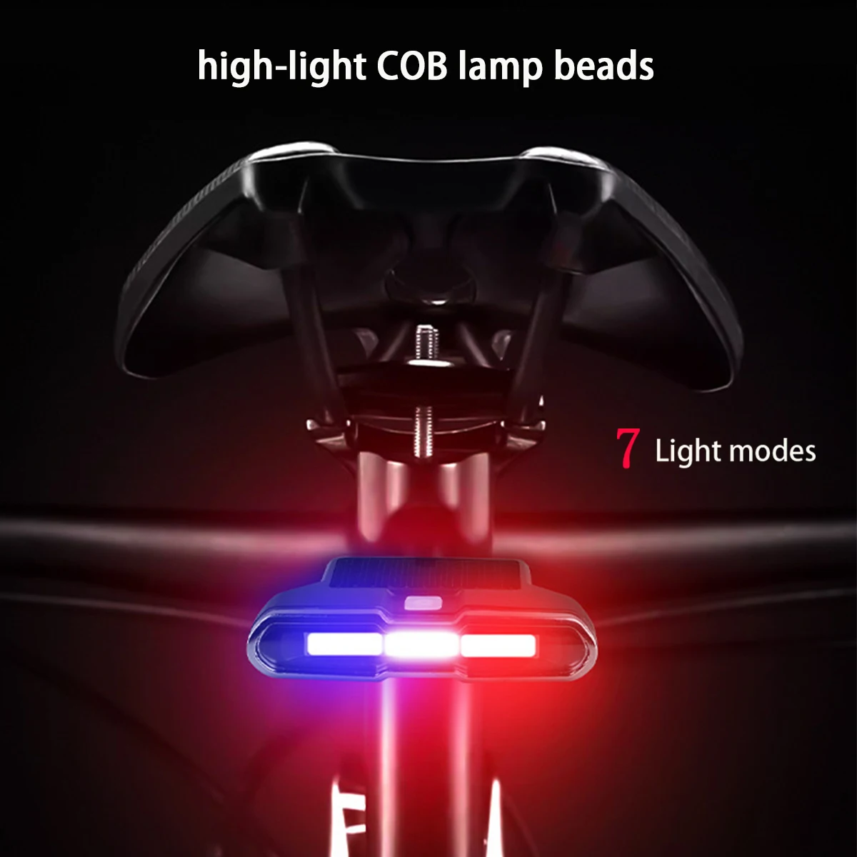 Solar powered intelligent Headlamp 7 modes Bicycle Front Lamp Safety Taillight waterproof COB Super Bright  Bike Rear lights