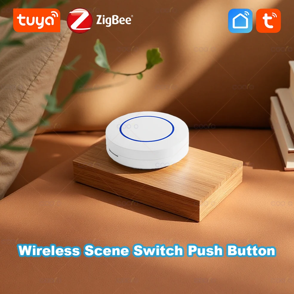 Tuya ZigBee Scene Switch Wireless Hand-Remote Push Button Controller Battery Powered Automation Smart Life App Control Device