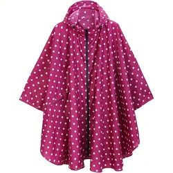 Adult Polka-Dot Zippered Raincoat – Lightweight  Hooded Rain Jacket with Pockets  Stylish & Functional Rainwear