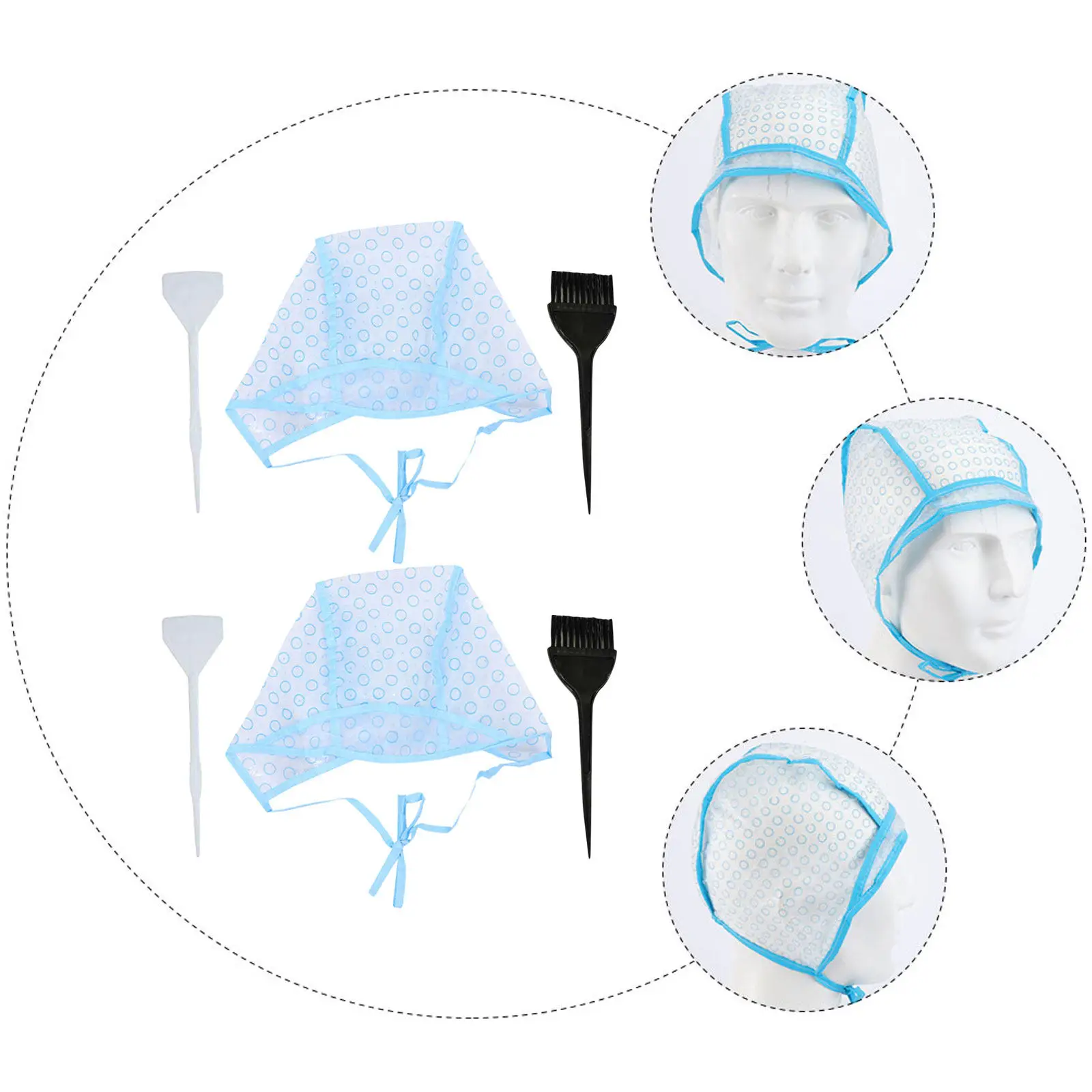 

6Pcs Tipping Cap Hair Coloring Kit with Hook and Brush for Highlighting Dyeing Easy Secure Fit Comfortable