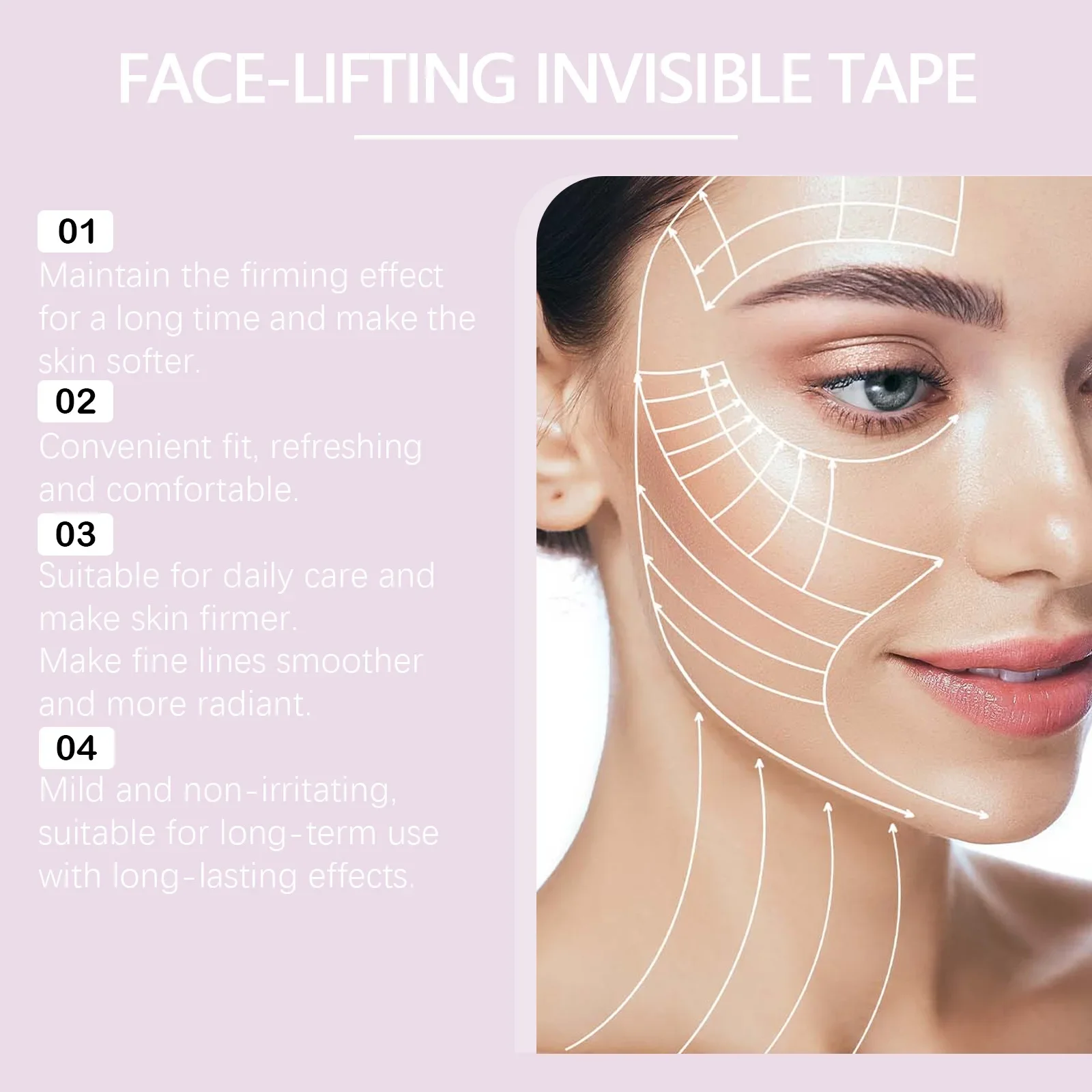 Facial Lifting Strips Brow Lift Tape Invisible Facelift Tape V-Shaped Chin Patch Facial Shaping Lifting&Tightening Tool