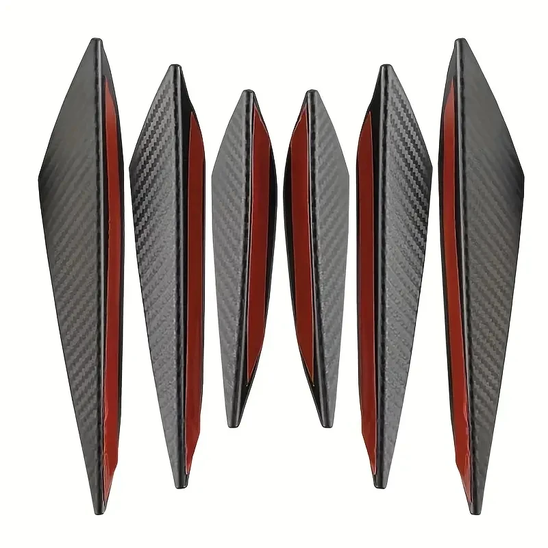 Cuchillo de viento Universal para modificación de coche, patrón de fibra de carbono, difusor de parachoques, aletas divisorias, alerón corporal, Canards, piezas exteriores, 6 uds.