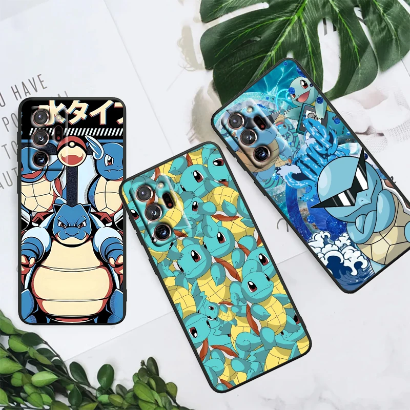 P-Pokemon Cute Johnny Turtle For Samsung Note 20 10 Ultra Plus A31 A14 A12 A70 A34 A25 A04 A05 A15 A24 5G Black Back Phone Case