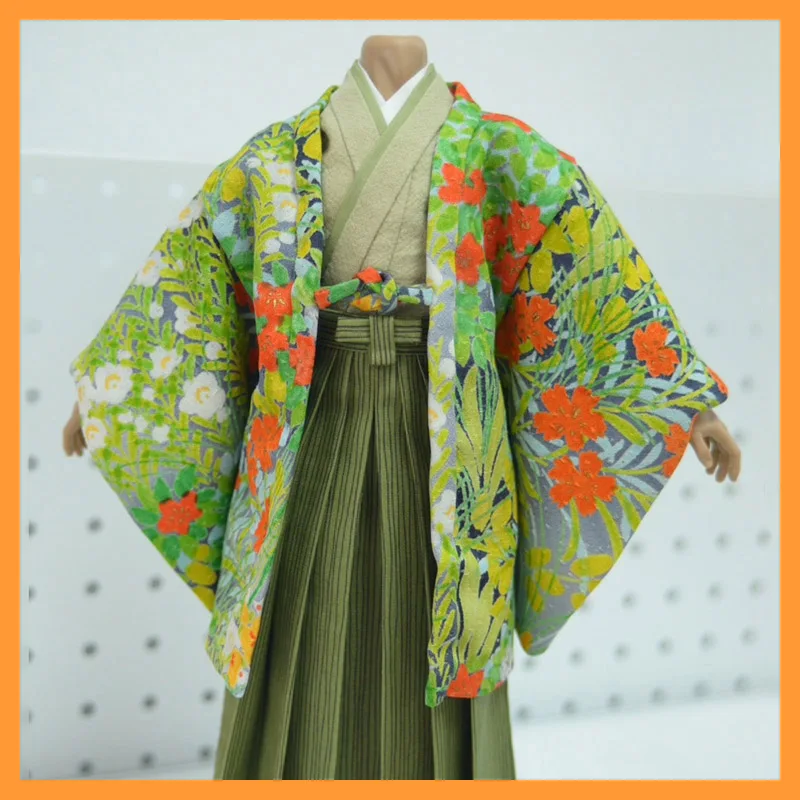 

1/6 Scale Male Soldier Japanese Style Ancient Clothing Set Green Printed Kimono Costume For 12-inch Action Figure BJD OB30 Doll