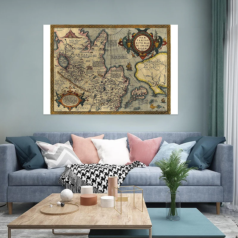 120*80cm retro mapa tema série pano de fundo arte cartaz de fundo decoração para casa crianças material escolar