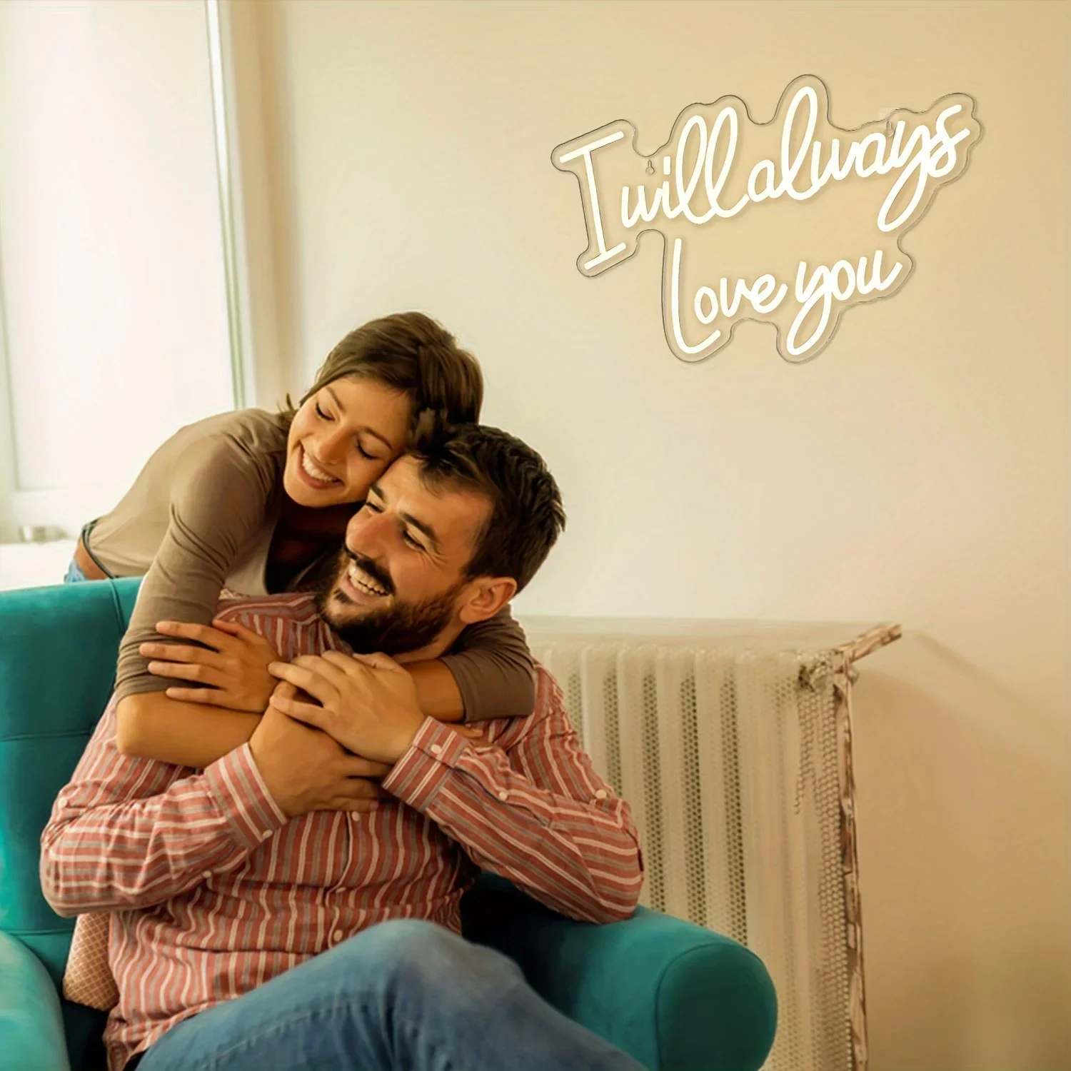 I Will Always Love You Neon Sign LED Wall Art USB Powered White Romantic Quote Decor Bedroom Wedding Anniversary Aesthetic Light