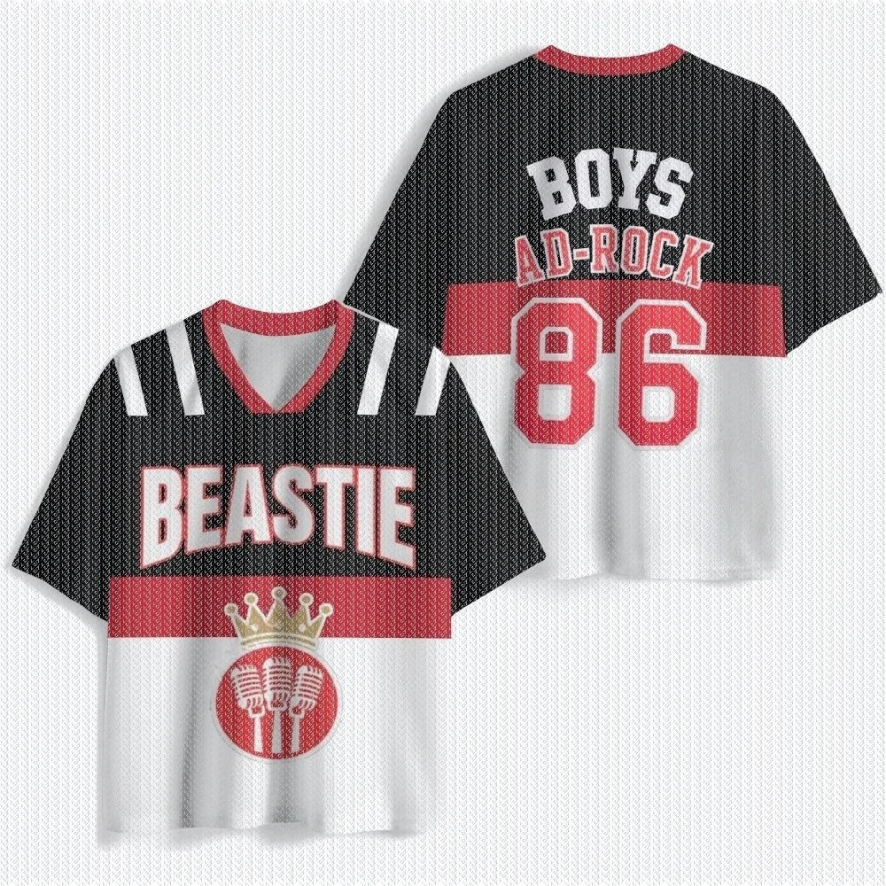 V Neck Color Block Hip Hop Jersey T Shirt Front Back Print Microfiber Casual Streetwear Top