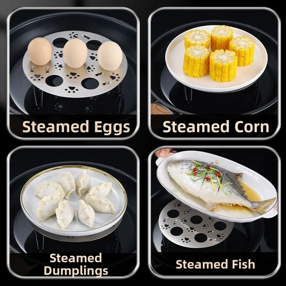 

Thickened Stainless Steel Steaming Grid High Foot Stand Hollow Out Folding Steamed Egg Rack Durable Sturdy