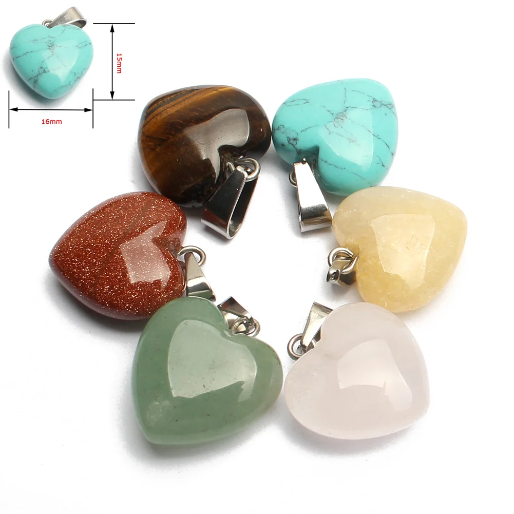 10pcs Mixed Natural Quartz Crystal Stone Heart Pendant Star Moon Charms Cross Pendants For Jewelry Making Diy Bracelet Necklace