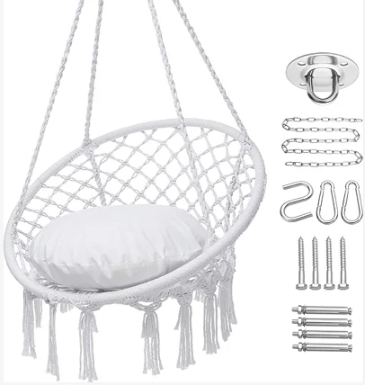 outdoor  Macrame  white  round shape hammock chair Hanging Chair Hammock Swing For garden, porch