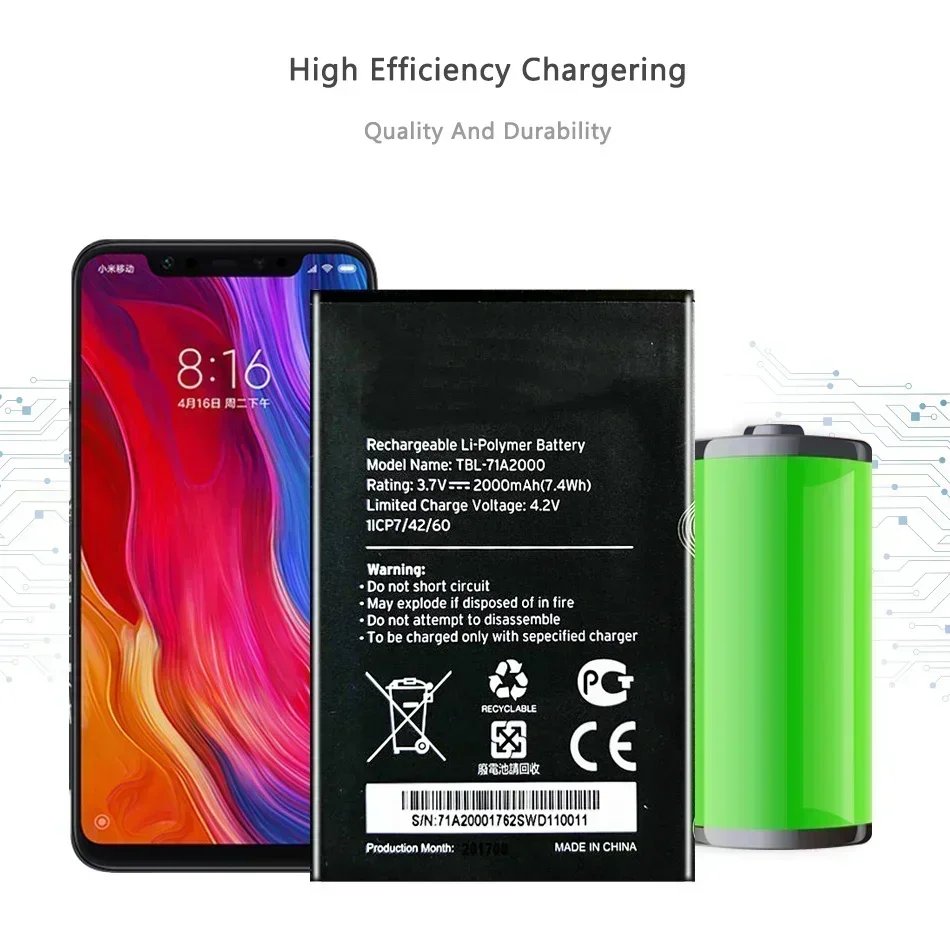 2000mAh TBL-71A2000 Battery for TP-Link TL-TR861 2000L TL-TR761 M5250 M5350 M7000 M7200 M7300 4G LTE WIFI Router Batteries + NO image 2