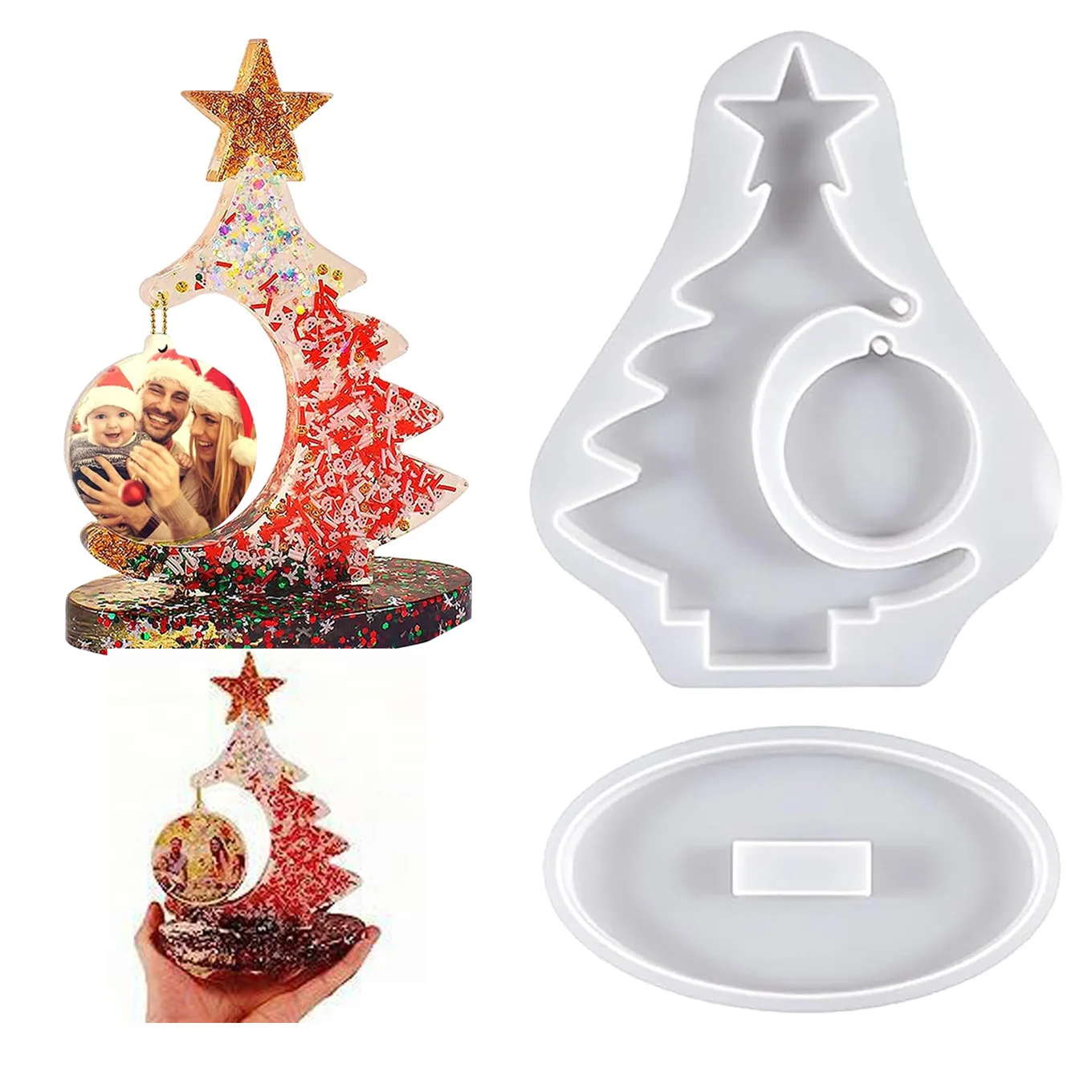 

1set Christmas Tree Photo Frame Resin Molds Handmade Resin Casting Molds for DIY Christmas Gifts Ornament Crafts Home Deco