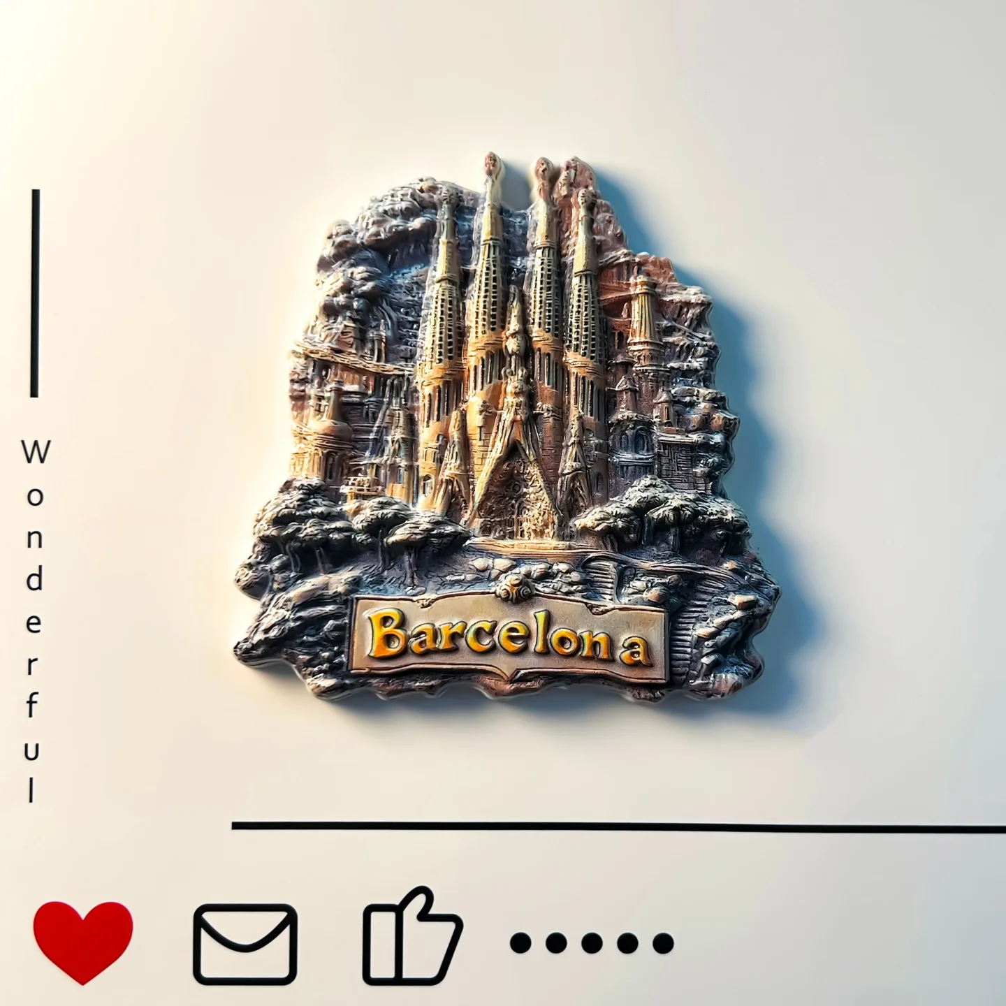 Spain, Barcelona, unique architecture, Sagrada Familia Cathedral, creative scenery, travel souvenirs, refrigerator stickers