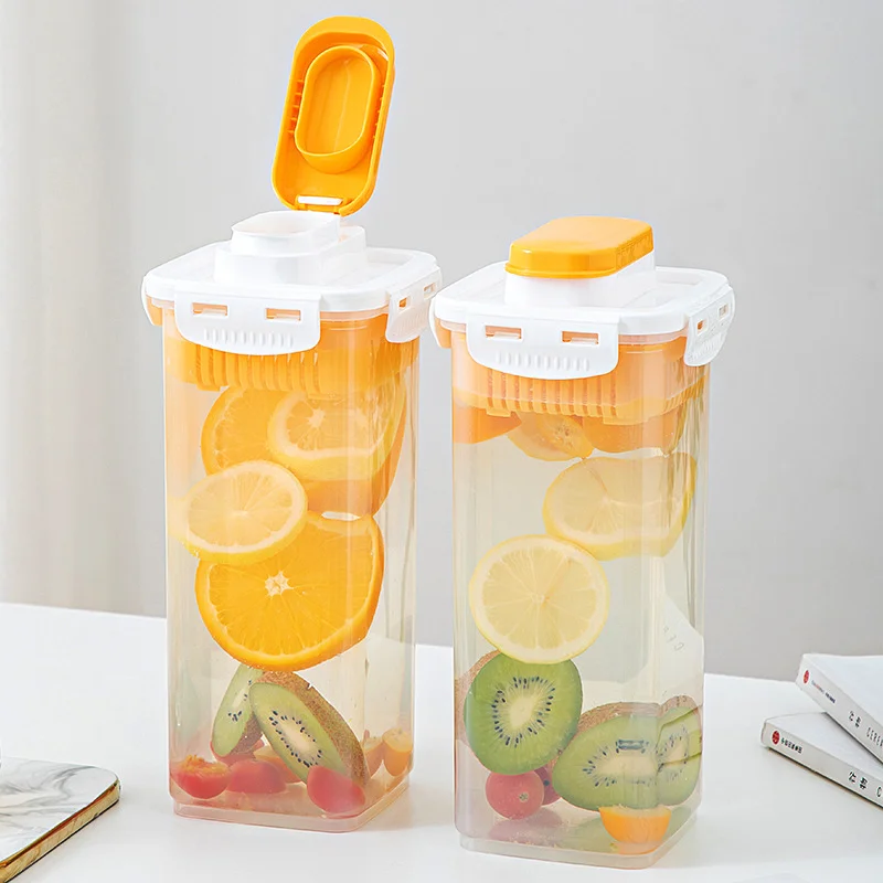 1Pcs Plastic 1.7-Liter Multi-Purpose Cold Water Jug, Beverage Container, Large Capacity Fruit Tea Cold Brew Bottle, Perfect for Summer Refrigerator Storage, Outdoor Use Cold Water Jug