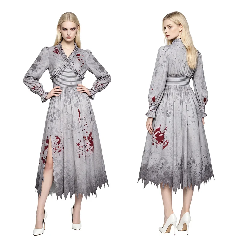 

Game Selena Corey Zombie Women Cosplay Costume Long Dress Blood Stained Vintage Lolita For Halloween Carnival Performance Outfit