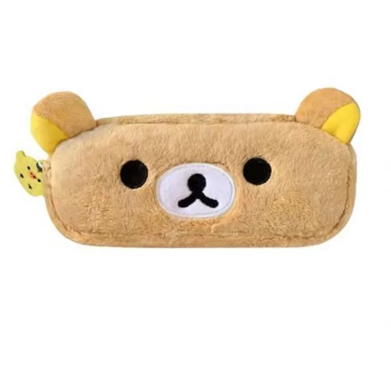 Cute Rilakkuma Plush Pencil Cases for Kids Girls Cartoon Bear Kawaii Pencil Pouch Organizer Pen Bag School Stationeries