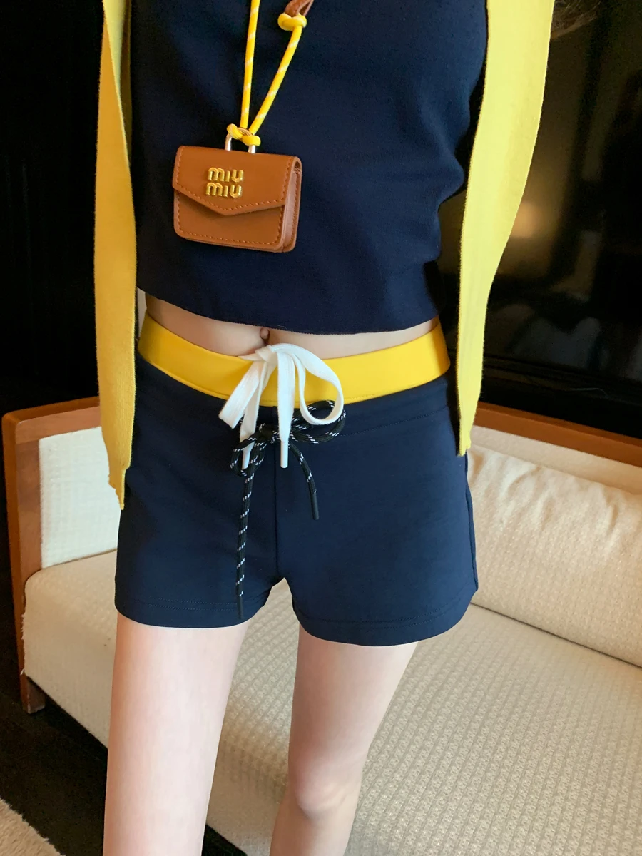 

Спортивные брюки Aviva on Earth American Sports для женщин, летние, цвета индиго, с завязками, повседневные, прямого кроя