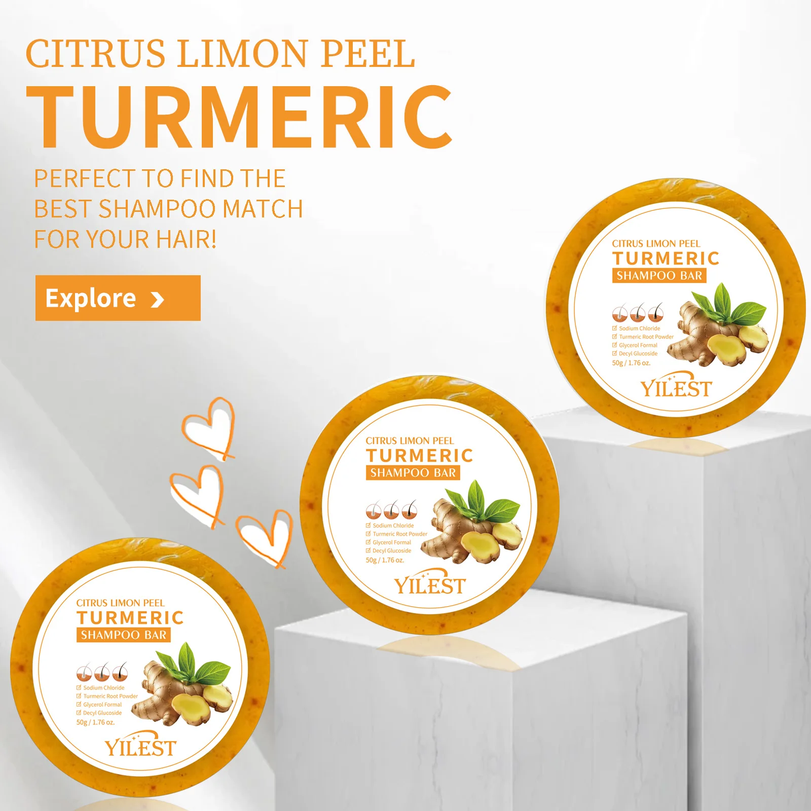 صابون شامبو الكركم الطبيعي نمو الشعر يقلل من تساقط الشعر قشرة النظيفة تغذي الشعر الأسود ترطيب فروة الرأس منتج العناية بالشعر #6