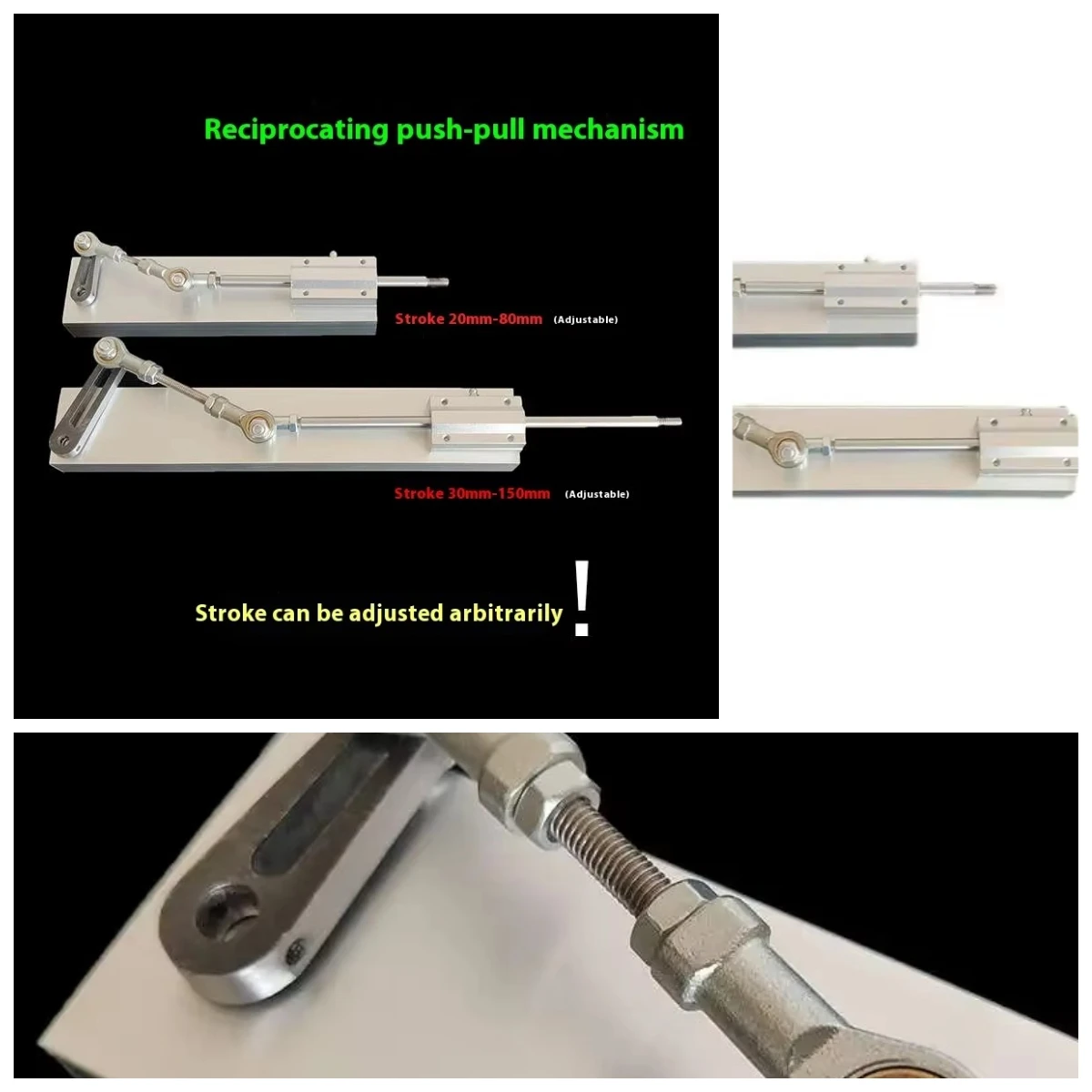 Telescopic Motor Reciprocating Cycle Linear Actuator DIY Multifunctional Automatic Push-Pull Rod Stroke 30MM-150MM Adjustable