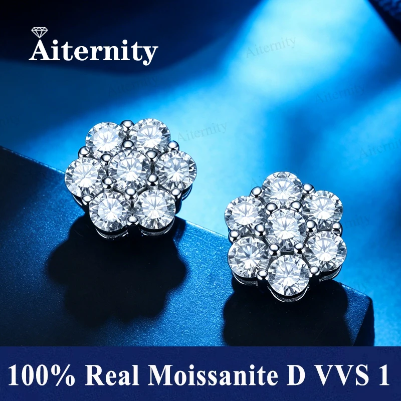 3mm D Color Full Moissanite Earrings For Women Gift 100% S925 Sterling Silver Flower Stud Earring Fine Jewelry Gift
