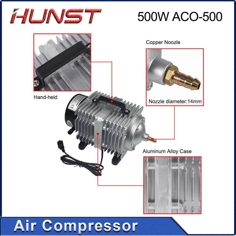 Imagem -04 - Hunst-elétrica Bomba de ar Magnética Compressor de ar 220v 500w Aco500 para Co2 Laser Gravação Máquina de Corte