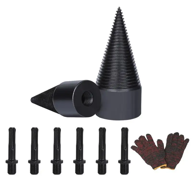 

Wood Splitter Drill Bit 9pcs Drill Cone Splitter For Household Twist Firewood Drill Bit Wood Splitting Logs Bits With Geometric