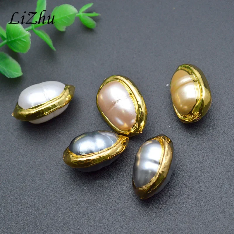 

10pcs Artificial Cultured Pearls Gold Plated Loose Beads Big Size Decorative Bead for Woman Men DIY Jewelry Fingings