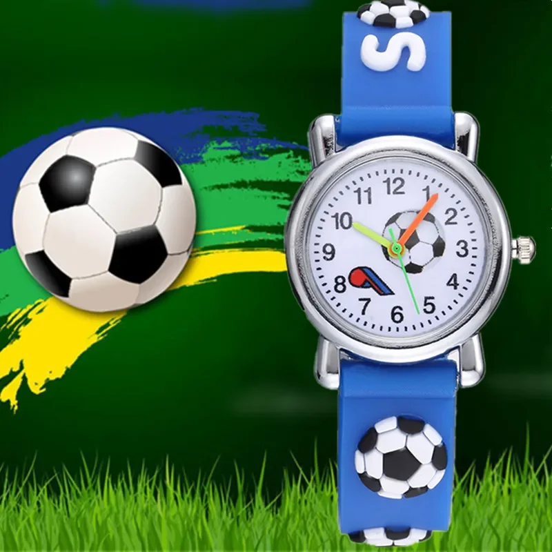 Mode Cartoon Leuke 3D Voetbal Horloge Jongens Horloges Kinderen Kinderen Horloges Siliconen Sport Polshorloge Quartz Klok Cadeaus voor Kid