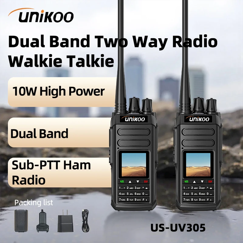 

UNIKOO US-UV305 Walkie Talkie VHF UHF Communication Two Way Radio Receiver Station Ham Long Range Wireless Set Transceiver