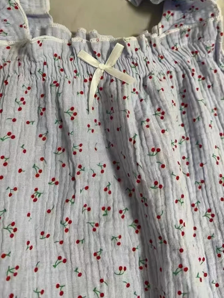 Sweet Kawaii Nightgowns Women Sleeveless Printed Loose Above Knee Korean Style Summer Students Cute Night Homewear Leisure BF image 6