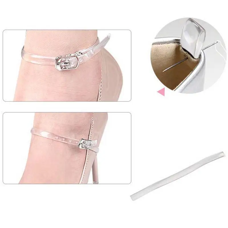 Clear Shoe Straps 1 Pair Transparent Invisible Heel Straps Elastic Anti-Falling Beam Shoe Strings Ankle Straps For High Heels