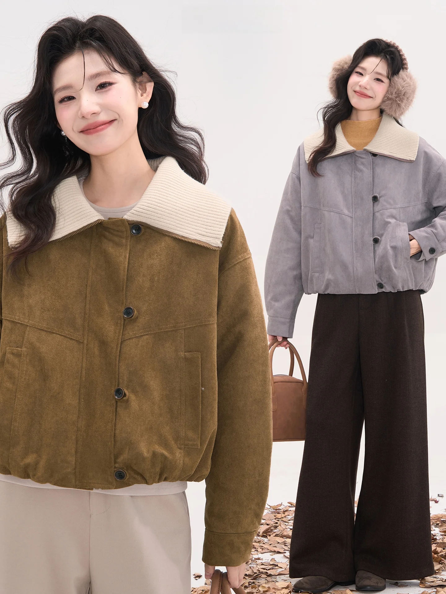 

Утепленное вязаное замшевое пальто для женщин с хлопковой подкладкой, большим воротником, на одной пуговице, повседневное, с длинными рукавами, зимняя верхняя одежда