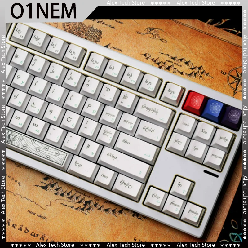 O1nem The Silmarillion Keycaps Mechanical Keyboard PBT Sublimation Magnetic Keycap 288 Keys Office Laptop Gamer PC Gaming Keycap