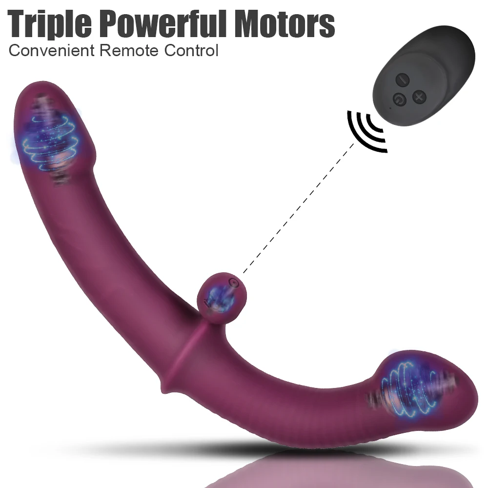 Dildo vibratório Strapless Double-Head, Massageador de próstata anal, Vibradores G Spot, 10 velocidades