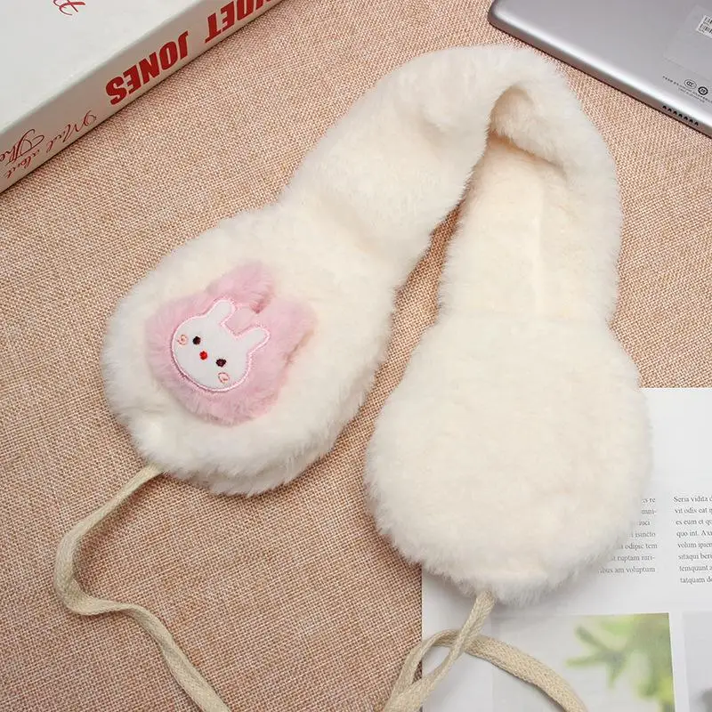 1Pc Creative Cute Cartoon Rabbit Lace Up Earmuffs Women Winter Cycling Ear Protection Windproof Warm Plush Earmuffs