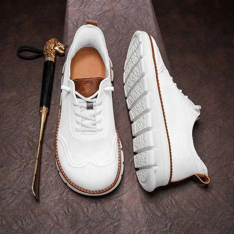 Non‑Slip Soft Fashion Dress Shoes Men's Breathable Knit Wide‑Toe Casual Shoes, Lightweight Comfortable Walking Hiking Sneakers view 5