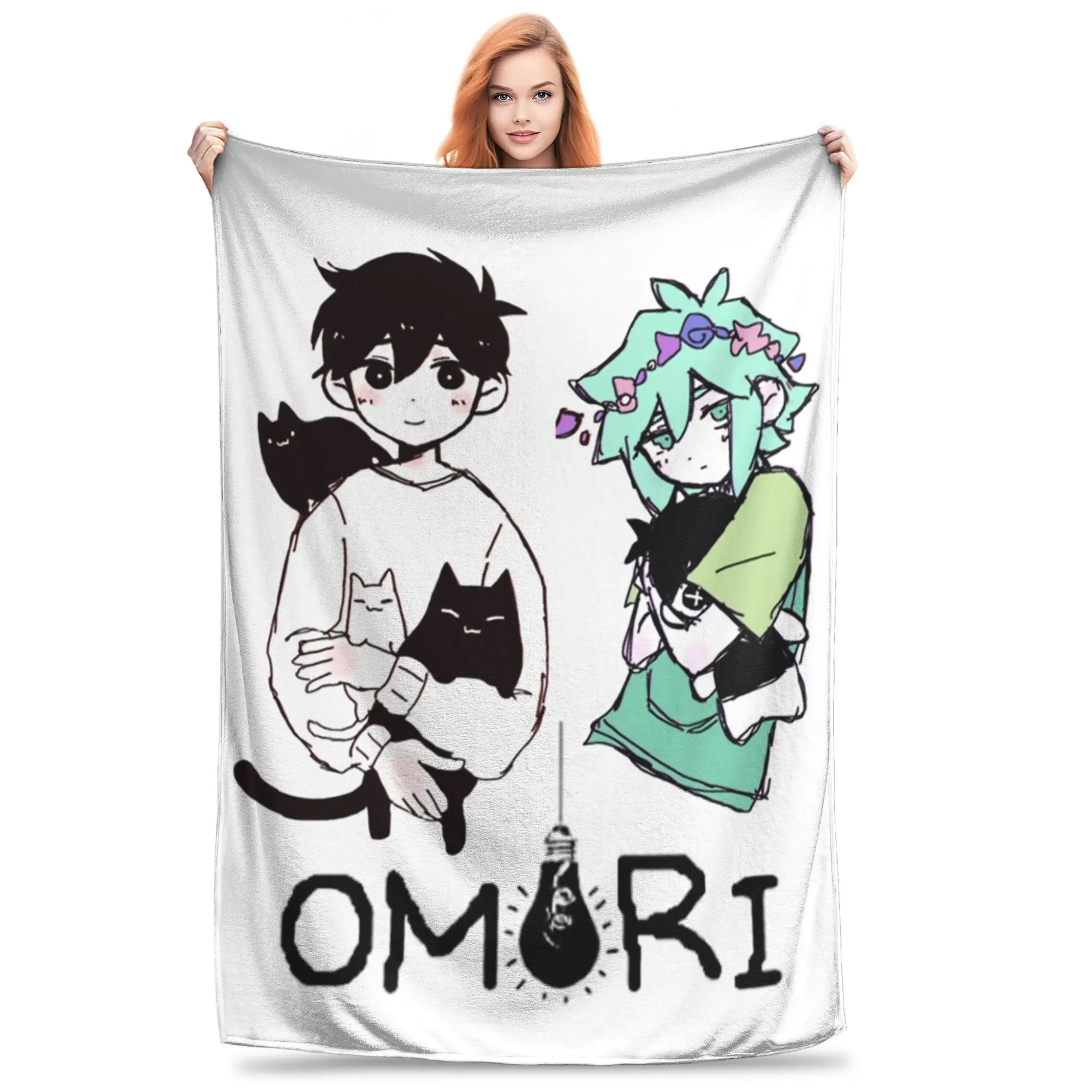 

Anime Omori Game Plush Blanket Funny Throw Blanket for Sofa Bedding Lounge 200x150cm Rug Piece,