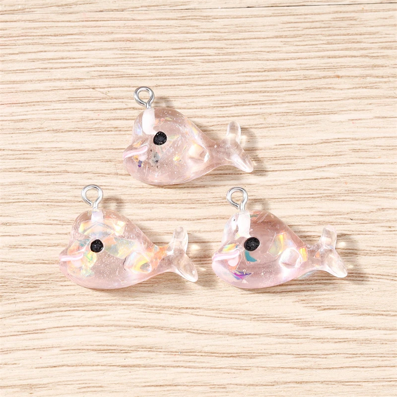 10 Stück 24x18mm Cartoon Harz Meereslebewesen Wal Anhänger für Schmuckherstellung Ohrringe Halsketten Armbänder DIY Bastelbedarf – Detail 8