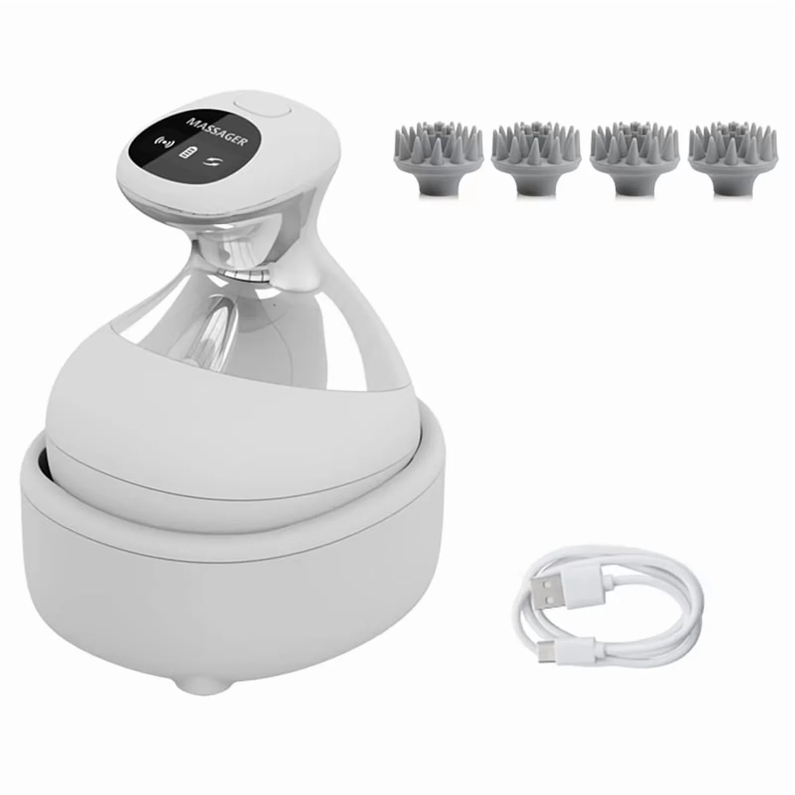 Electric Scalp Massager with Red Light Therapy,Waterproof Handheld Head Massager,Deep Tissue Kneading & Body Relaxation