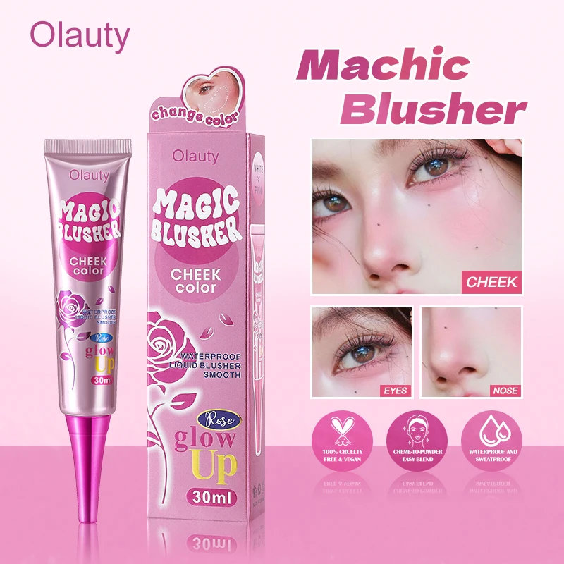 Magic Color-Changing Matte Blusher Waterproof Liquid Blush Long-Lasting Easy Makeup Complexion Enhancer Pink Face Rouge view 3