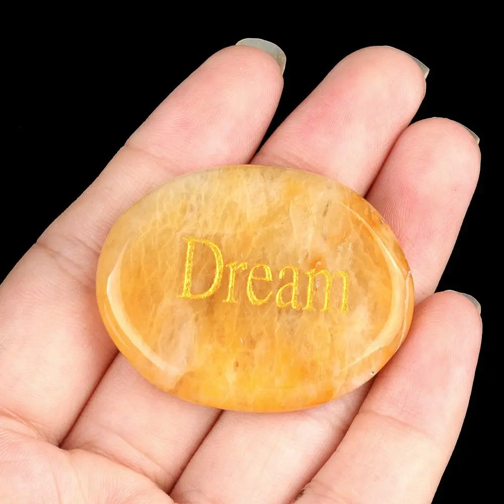 Ellipse Shape Thumb Worry Stones Natural Stone Crystal 40-45mm Size Natural Crystal Stone Ornaments