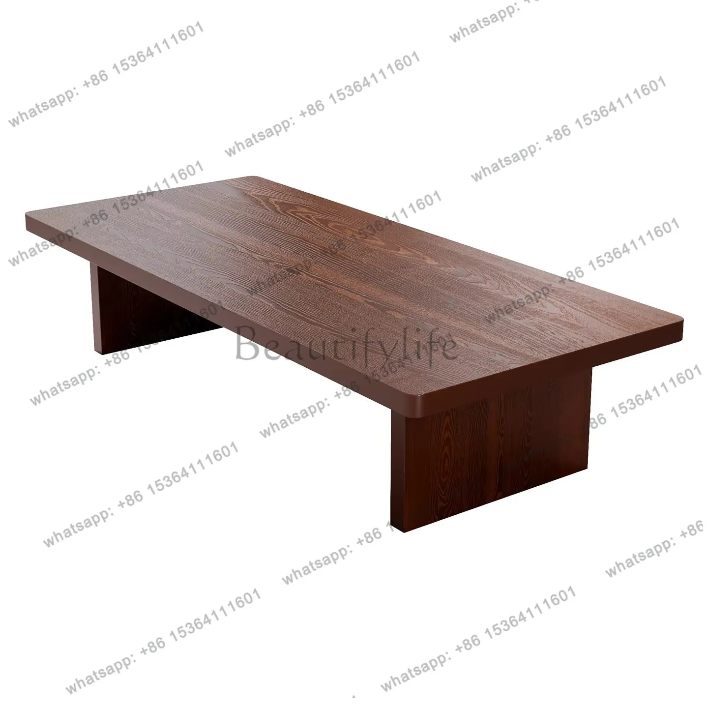 Wabi-sabi Japanese black solid wood coffee table balcony bay window tea table