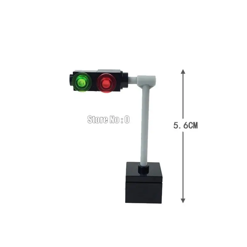 Treno de estrada semáforo sinal telégrafo pólo diy moc crianças educacional tijolo blocos de construção brinquedo