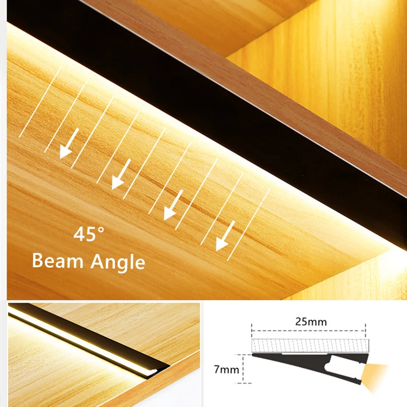 Black Led Built-in Profile Aluminum Linear Lighting for Panel Cabinets Showcase Shelves Led Channel Recessed/Surface Mounted