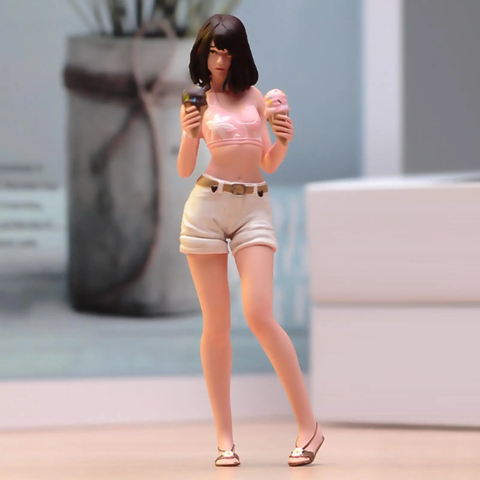 

Scale Painted Girl Figure Micro Scene Decoration Table Centerpiece Hobby Collection Stylish Female Character for Photo Prop